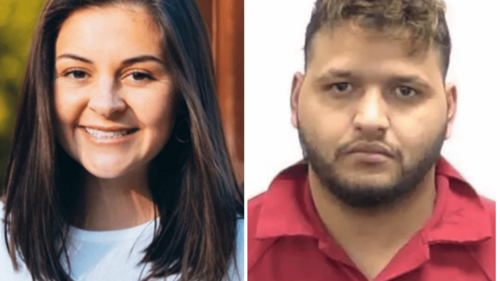 Two individuals, one smiling and one serious.